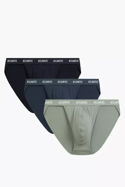 3 PACK slipy 3MP-1576/26 - střih tanga - Zeleno-tmavěmodrá