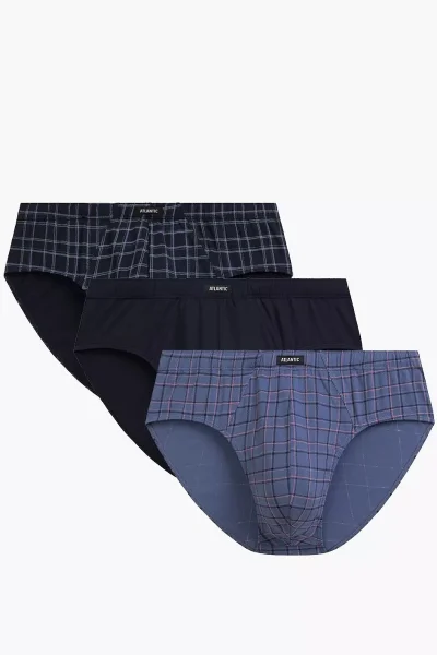 3 PACK slipy 3MP-216 - Tmavěmodrá-modrá