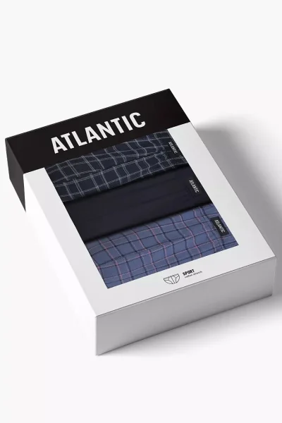 3 PACK slipy 3MP-216 - Tmavěmodrá-modrá