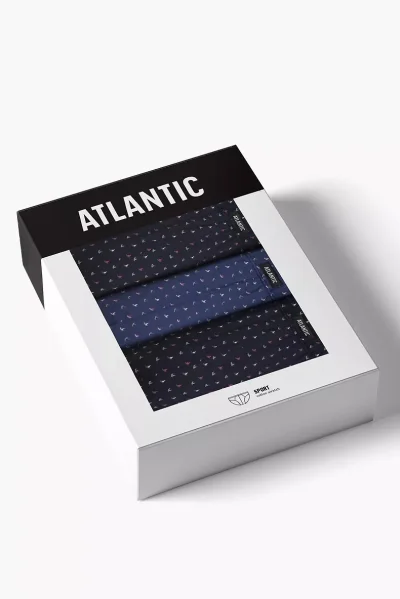 3 PACK slipy 3MP-215 - lodičky - Tmavěmodrá-modrá