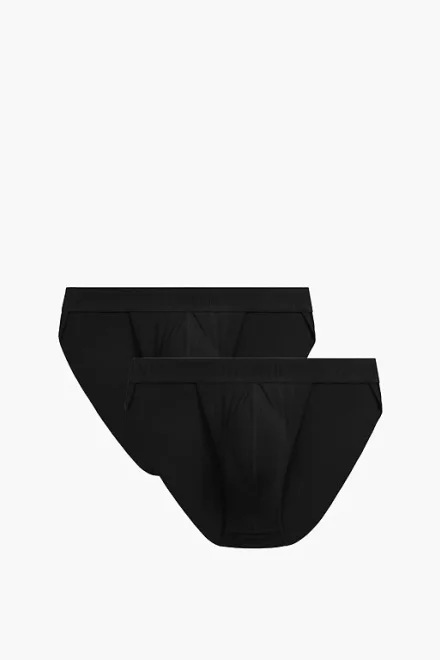 2 PACK slipy 2MP-1591 - střih tanga - Černá