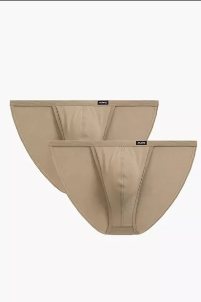 2 PACK slipy 2MP-1587 - střih tanga - Béžová