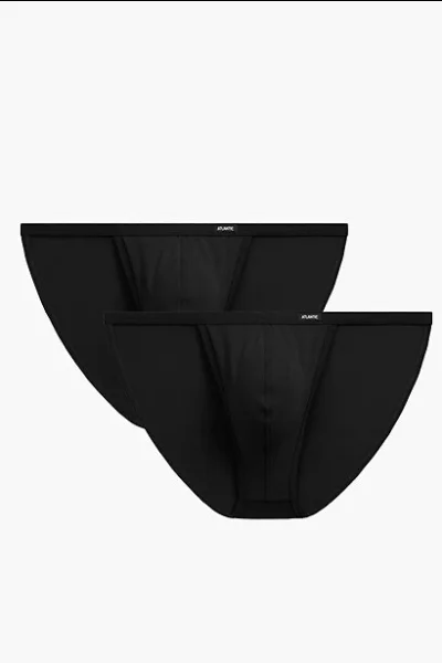 2 PACK slipy 2MP-1587 - střih tanga - Černá