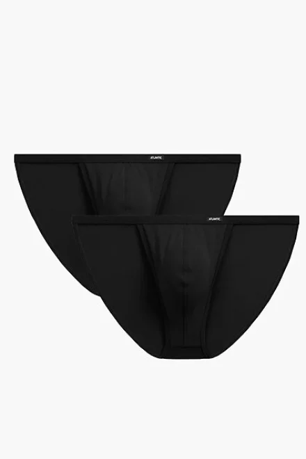 2 PACK slipy 2MP-1587 - střih tanga - Černá