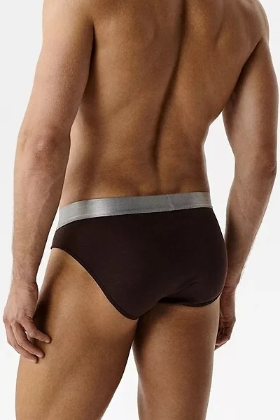 2 PACK slipy 2MP-1589 - pima bavlna - Hnědá