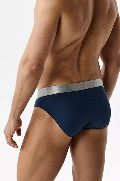 2 PACK slipy 2MP-1589 - pima bavlna - Tmavě modrá