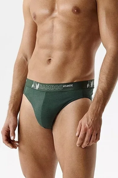 3 PACK slipy 3MP-213 - bambus - Zeleno-černá