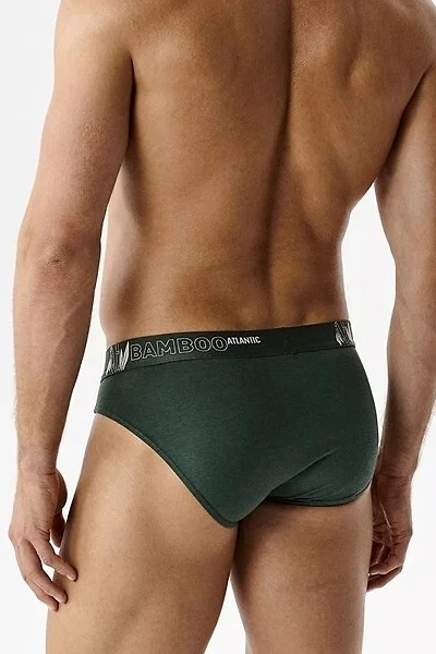 3 PACK slipy 3MP-213 - bambus - Zeleno-černá