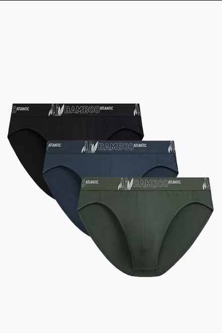 3 PACK slipy 3MP-213 - bambus - Zeleno-černá