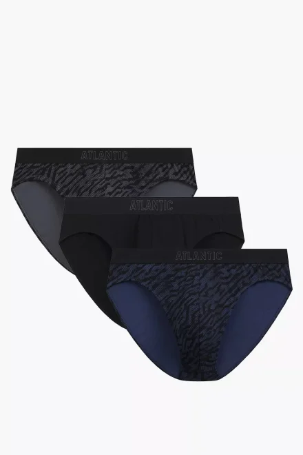 3 PACK slipy 3MP-221 - bavlna - Černo-šedá