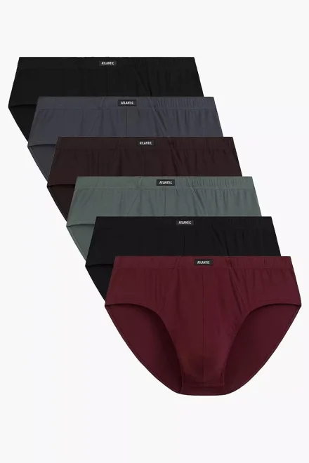 6 PACK slipy 6SMP-001 - bavlna - Vínovo-červená