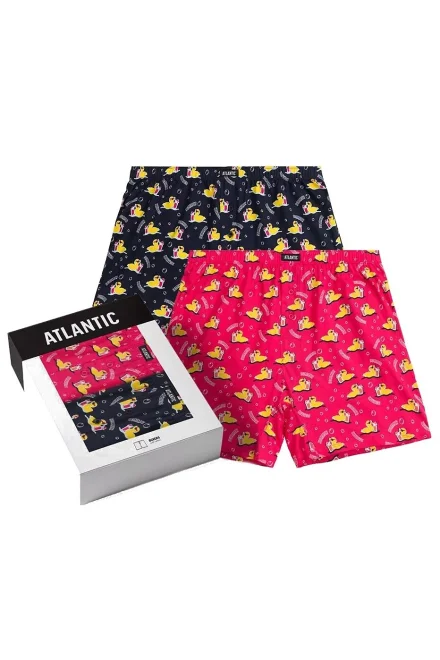 2 PACK trenýrky 2MBH-007 - kachničky - Tmavěmodrá-růžová