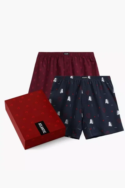DARBLURED 2 PACK trenýrky 2GMB-012 - Tmavě modrá-červená