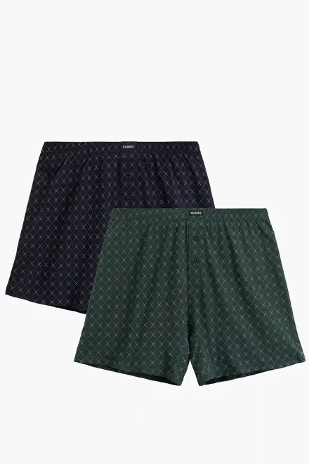 2 PACK trenýrky 2MBX-077 - bavlna - Zeleno-tmavěmodrá