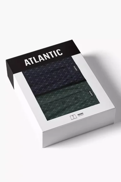 2 PACK trenýrky 2MBX-077 - bavlna - Zeleno-tmavěmodrá