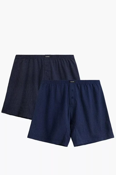 2 PACK trenýrky 2MBX-079 - bavlna - Tmavěmodrá-modrá