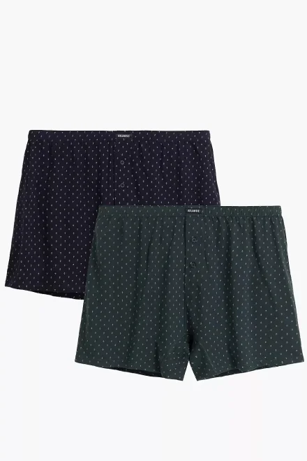 2 PACK trenýrky 2MBX-096 - bavlna - Zeleno-tmavěmodrá