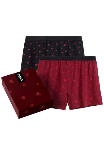 2 PACK trenýrky 2GMB-014 - srdíčka - Vínově-červená