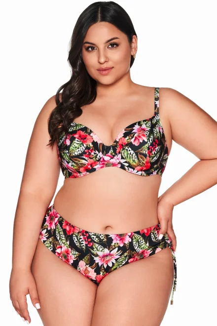 Vyztužený horní díl plavek SK 218 Floral - Černo-barevná