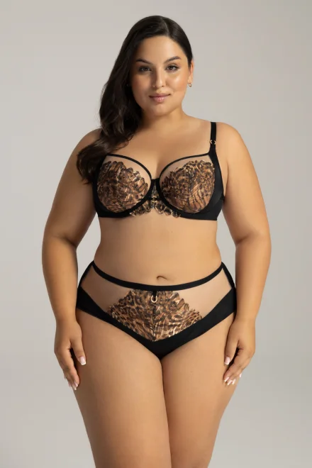Kalhotky 2144/B Classy black - brazilky - Černo-béžová