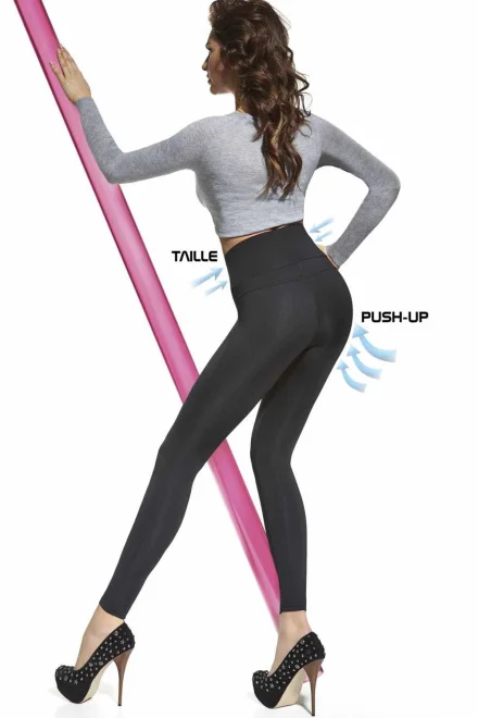 Zeštíhlující push-up legíny s vysokým pasem Livia - Černá