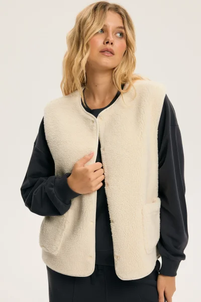 Dámská vesta Sherpa - Krémová