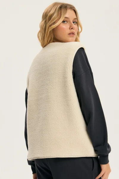 Dámská vesta Sherpa - Krémová