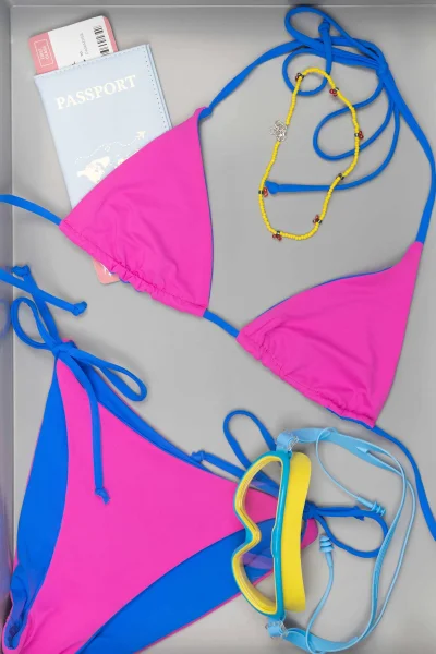 Spodní díl plavek ibiza - oboustranné - Růžovo-modrá