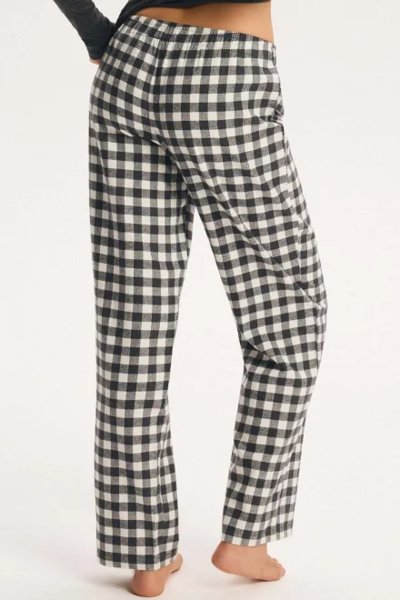 Pyžamové kalhoty Soft Routine - bavlněný flanel - Šedo-černá