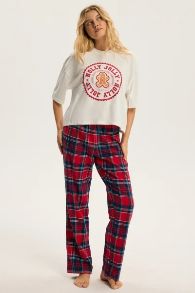 Dámské pyžamo CandyCane - bavlna - Bílo-červená