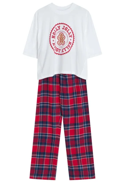 Dámské pyžamo CandyCane - bavlna - Bílo-červená