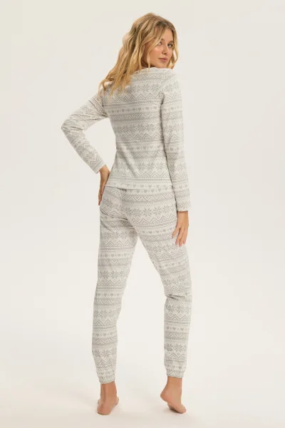 Dámské dlouhé pyžamo Hygge - Bílá