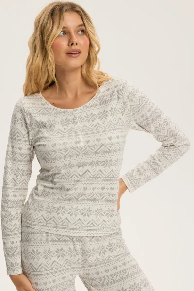Dámské dlouhé pyžamo Hygge - Bílá