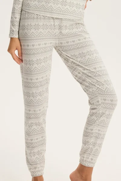 Dámské dlouhé pyžamo Hygge - Bílá