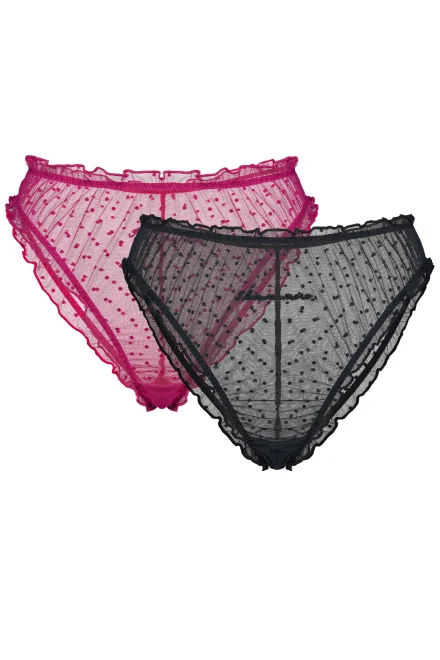 2 PACK kalhotky Petite - Černo-růžová