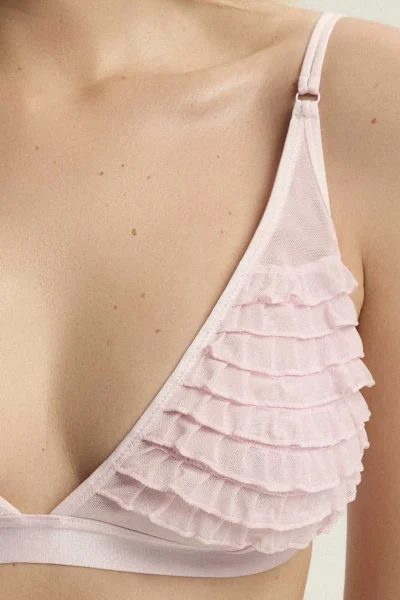 Nevyztužená podprsenka Afrill - bez kostice - Světle růžová