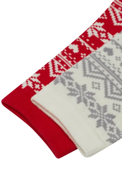 2 PACK ponožky Hygge - Červeno-krémová