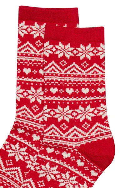 2 PACK ponožky Hygge - Červeno-krémová