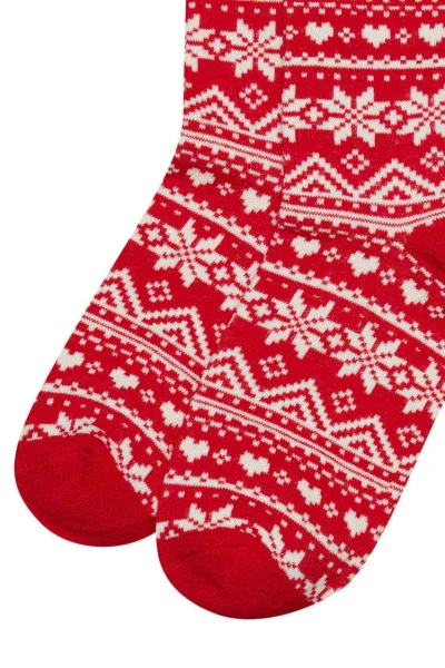 2 PACK ponožky Hygge - Červeno-krémová