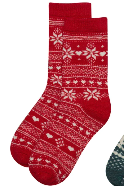 2 PACK ponožky Tinsel - Červeno-zelená