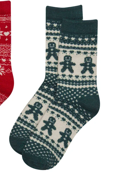 2 PACK ponožky Tinsel - Červeno-zelená