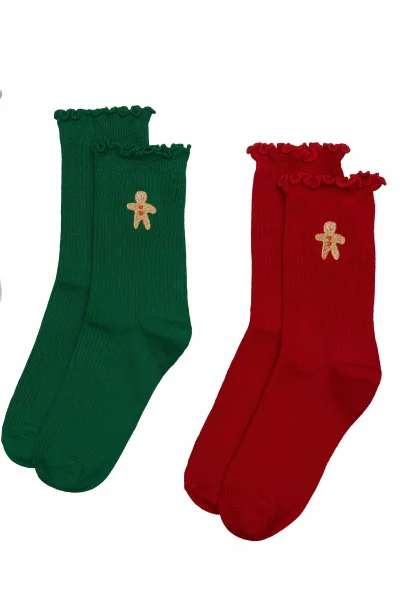 3 PACK ponožky Cinnamon - Červeno-zelená