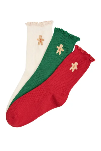 3 PACK ponožky Cinnamon - Červeno-zelená