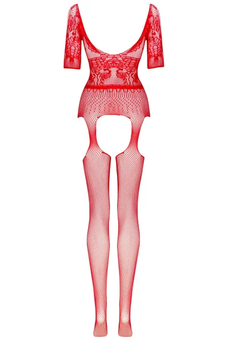 Bodystocking Courtney red - otevřený klín - Červená
