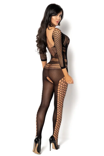 Bodystocking Lucelia - otevřený klín - Černá