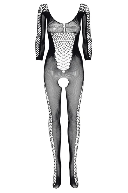 Bodystocking Lucelia - otevřený klín - Černá