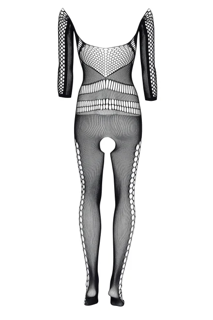 Bodystocking Lucelia - otevřený klín - Černá