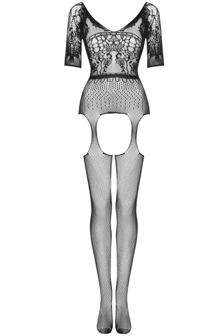 Bodystocking Courtney black - otevřený klín - Černá