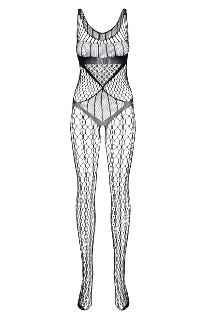 Bodystocking Juliya - otevřený klín - Černá