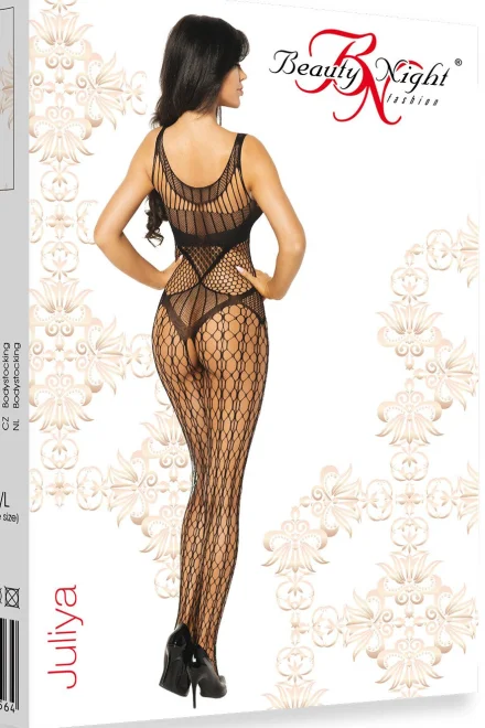 Bodystocking Juliya - otevřený klín - Černá